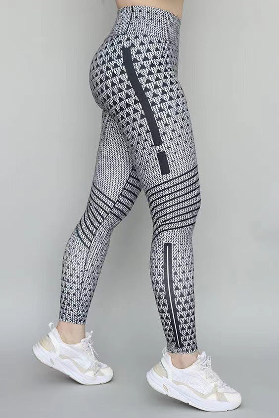 Slim-fit Printed Trousers Yoga Pants