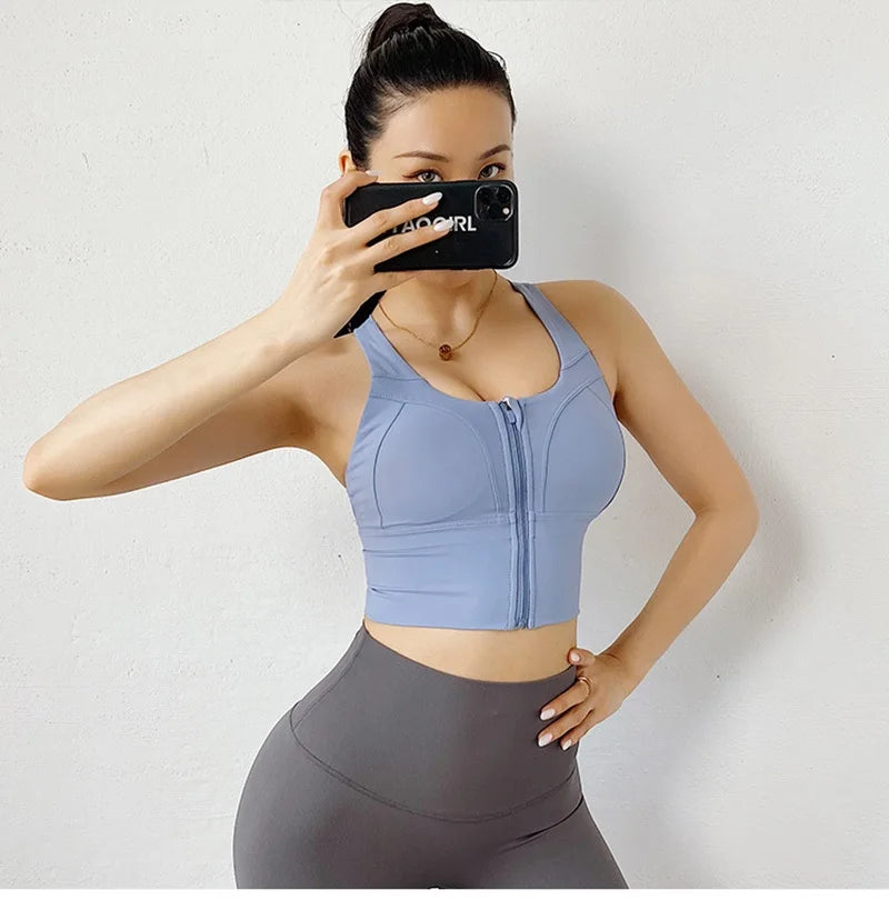 Front Zipper Sports Bra