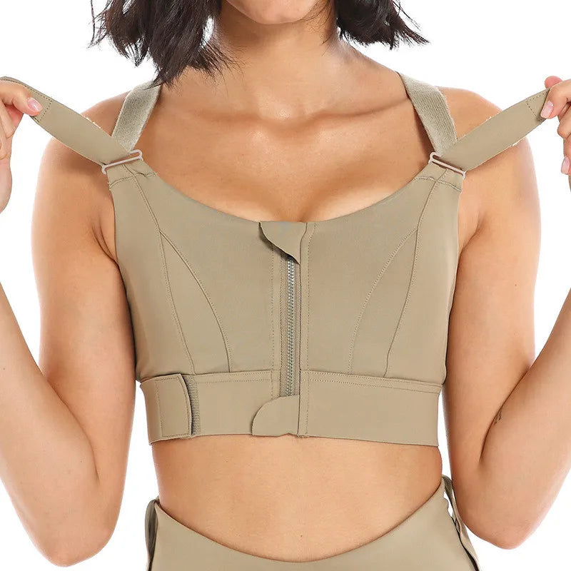 Front Zipper Plus Size Adjustable Strap