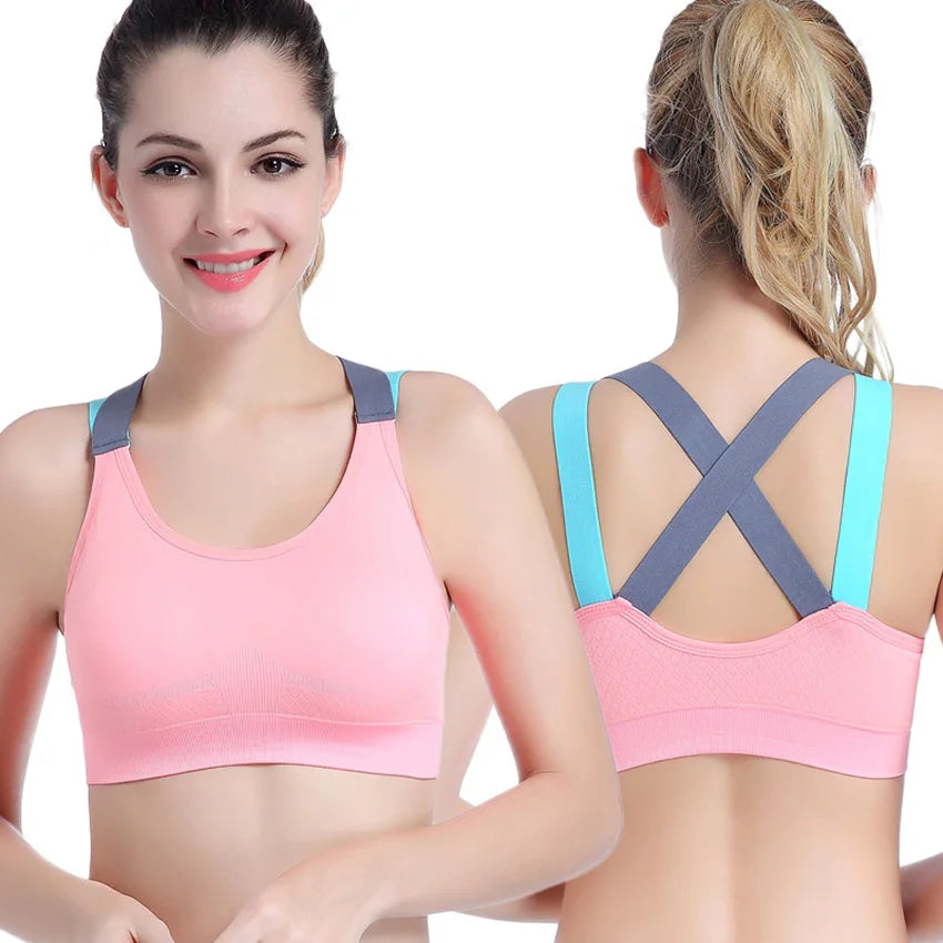 Cross Straps Wireless Padded Comfy Gym Bra