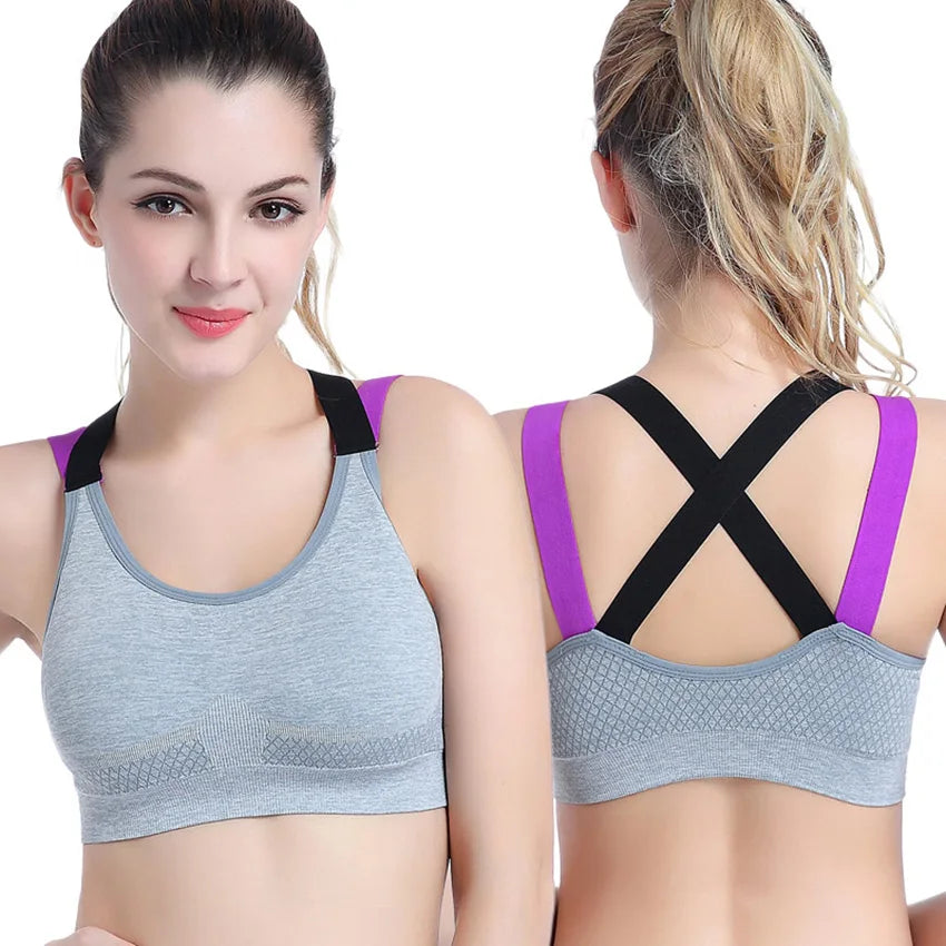 Cross Straps Wireless Padded Comfy Gym Bra