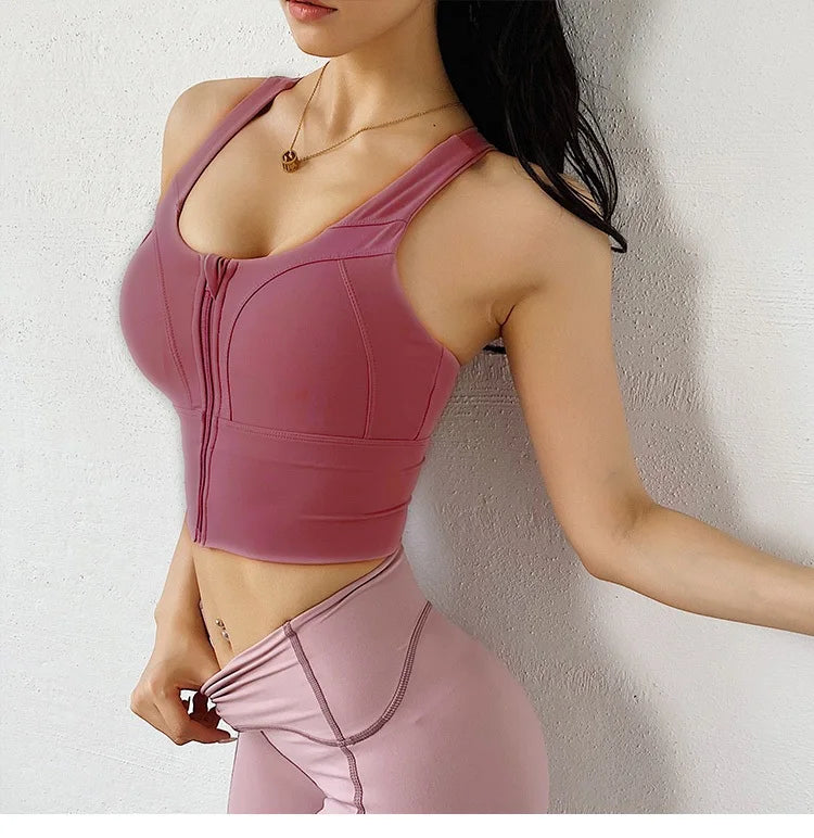 Front Zipper Sports Bra