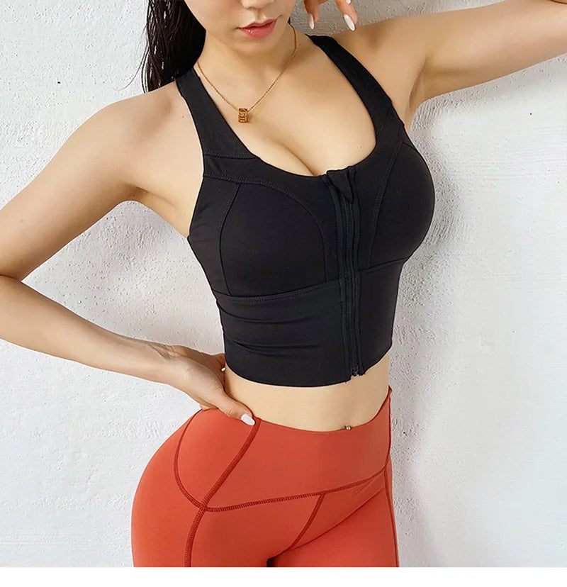 Front Zipper Sports Bra