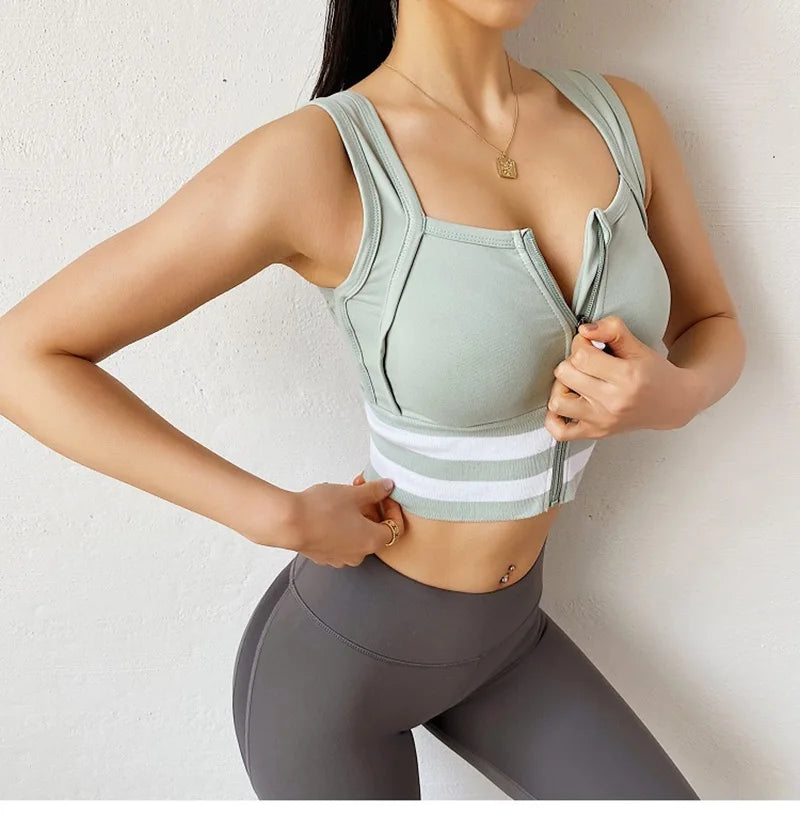 Front Zipper Sports Bra