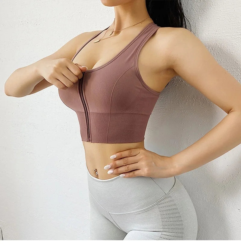 Front Zipper Sports Bra