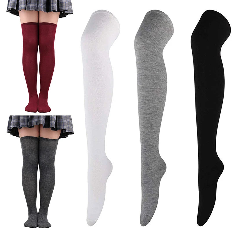 New Knee Socks Women Cotton Thigh High Over