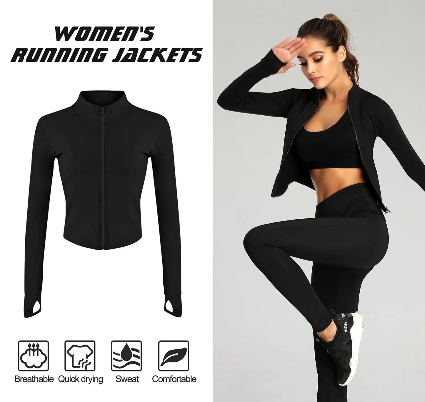 Women's Slim Fit Yoga Jacket with Thumb Holes