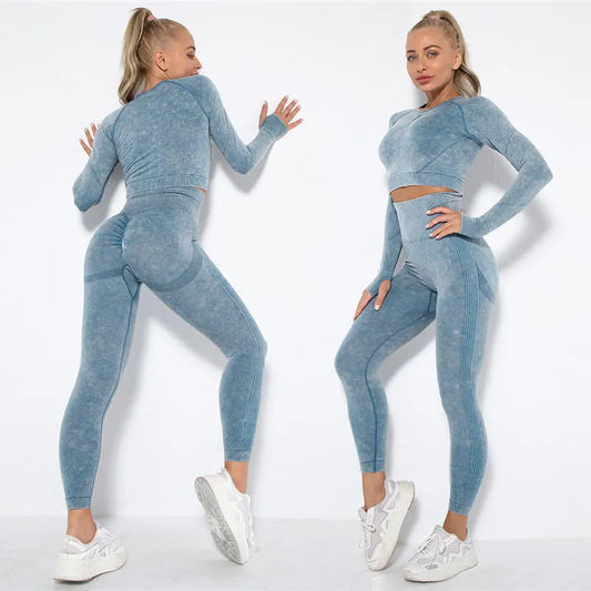 Sports Suits Gym Clothing Long Sleeve Crop Top