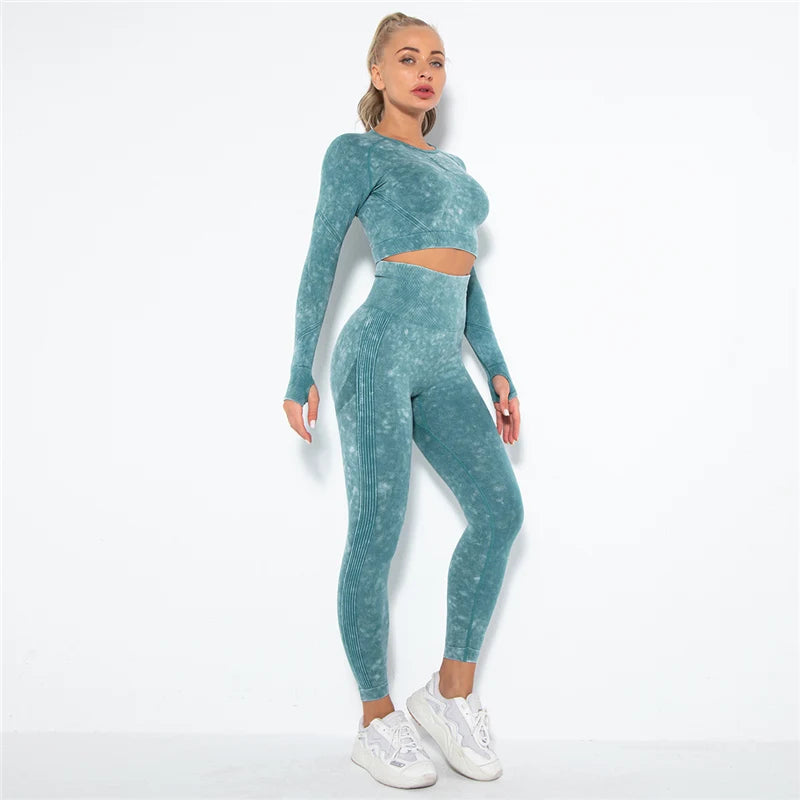 Sports Suits Gym Clothing Long Sleeve Crop Top