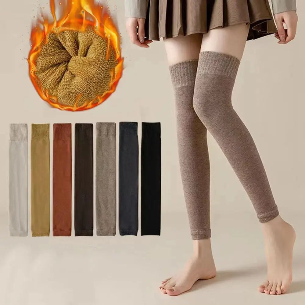 Autumn Winter Plush Knee Protector Solid Color Leg Warmers