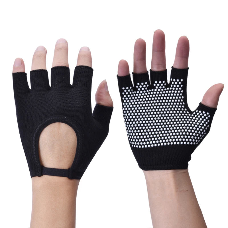 Cotton Half Finger Yoga Gloves: Grip, Breathable & Anti-slip