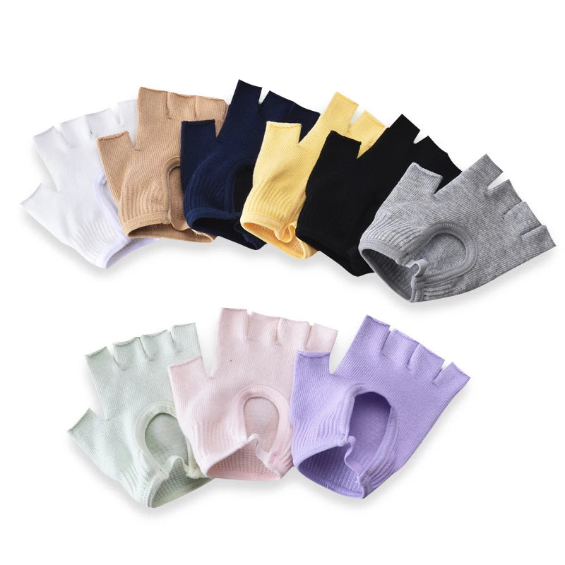 Cotton Half Finger Yoga Gloves: Grip, Breathable & Anti-slip